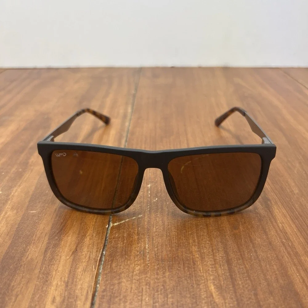 WMP Jacob Polarized Sunglasses Matte Black Tortoise Brown Lens Unisex 56-17
